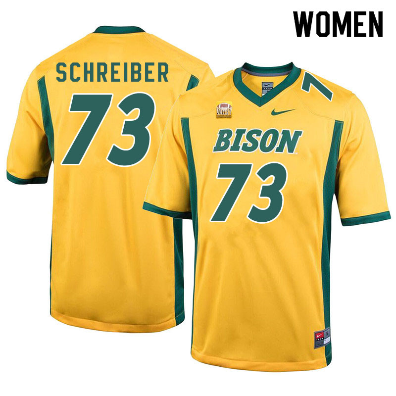 Women #73 Joe Schreiber North Dakota State Bison College Football Jerseys Sale-Yellow - Click Image to Close